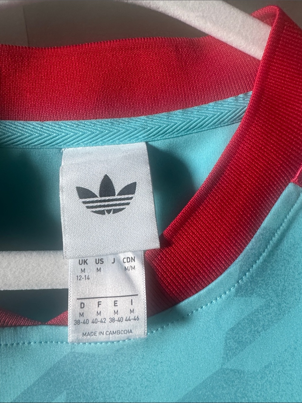 Viral Adidas Light Blue & Red Graphic Long Sleeve Top - Picture 3 of 4